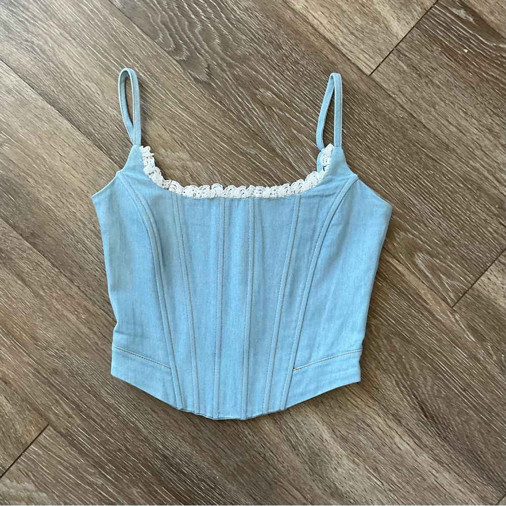 Light Blue Corset-Style Top House of Threads